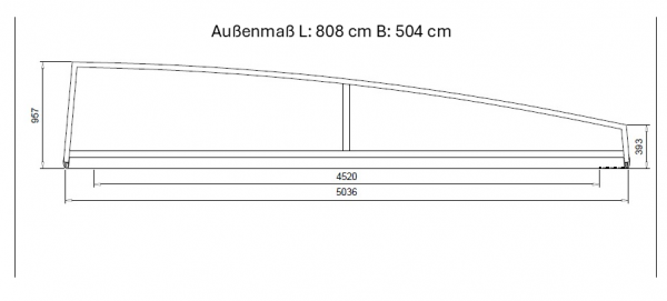 Poolüberdachung Avantgarde - AKTION Außenmaß L: 808 cm B: 504 cm
